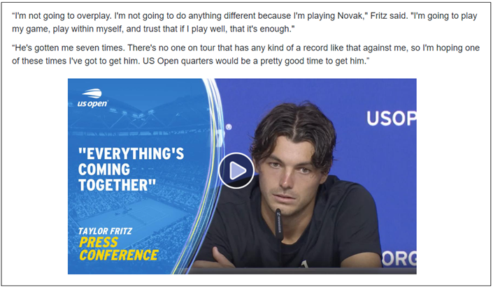 Taylor Fritz US Open Press Conference
